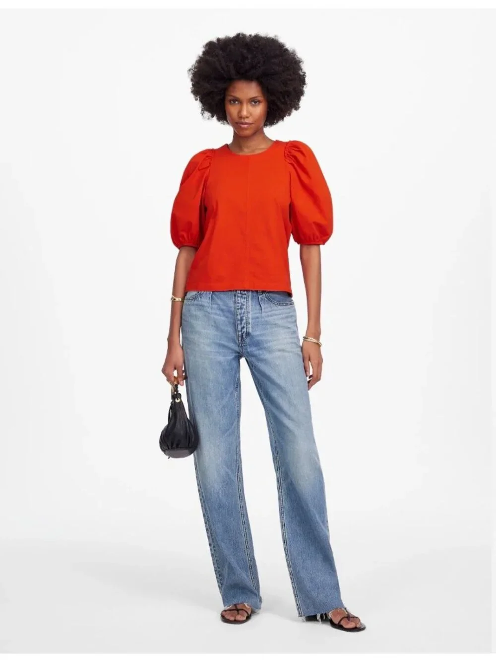 NWT Madewell Red Puff-Sleeve Tee - Size: XXS